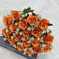 Romantiški šilkiniai rožių pumpurai dirbtinės gėlės vestuvių ir vakarėlių dekoravimui Deep Orange black