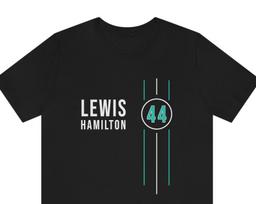 Lewis Hamilton | Vertical Lines 44 T Shirt | Mercedes Formula 1 Fan Gift Shirt M white