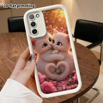Phone Case: 2D flat Samsung Galaxy A34 A35 M05 M06 S20 S22 S21 FE Plus 5G protective case with tiered design, cute kittens hugging, Christmas and Hall Galaxy A57 5G black