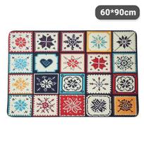 Bohemian Tile Pattern Non Slip Kitchen Drying Mat Water Resistant Countertop Dish Draining Pad for Small Cafe Use 60x90cm black