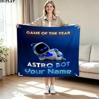 1PC ASTRO BOT Custom Name Patterned Flannel Blanket Suitable For All Seasons for Home Decor Warmth and Comfort Gifts Holiday Present 80cm x 120cm blue