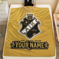 Custom Name AIK Solna Flannel Blanket, High quality Comfortable for All Seasons, Home Decor, Warmth and Comfort 80cmx120cm black
