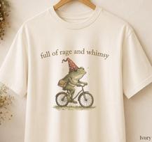 Full Of Rage And Whimsy Shirt Comfort Colors Cottagecore Frog Bicycle Tee 140 beige