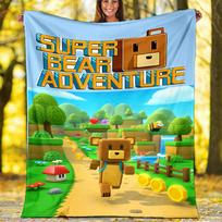 Žaidimo „Super Bear Adventure“ spausduotas pledas—lengvas, minkštas, šiltas;universalus pledas visais sezonais—puikiai tinka kaip pledas nuo oro kondicionieriaus, miego pledas 80cmx120cm blue