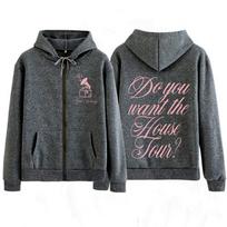 Sabrina Carpenter House Tour Print Zipper Hoodie Men Fashion Casual Jacket Loose Aesthetics Sweatshirt Top 3XL gray