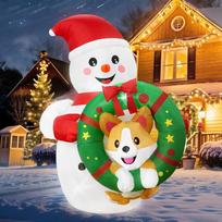 In-Stock Hot-Selling Christmas Inflatable Snowman Corgi Outdoor Decoration - Cute Party Arrangement 6FT US Standard white