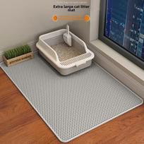 Foldable double-layer cat litter mat to prevent falling sand and splashing. 30*30CM. Grey-Cat Litter Mat pilka