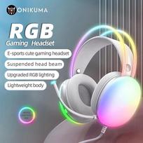 2025 Naujos ausinės Pilnos RGB PC žaidimų ausinės Esports paketas Kompiuterinės ausinės su RGB apšvietimu ir mikrofonu ŽAIDĖJUI KOL PC Gamer balta