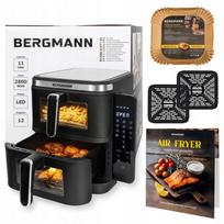Befunkcė gruzdintuvė Bergmann su dviem 5,5 l talpos krepšeliais, 2800 W ir LED valdymu