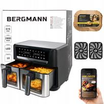 Beztaukė karšto oro gruzdintuvė Bergmann, 2 × 6 l, 2800 W, 10 programų