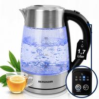 Stiklinis elektrinis virdulys Bergmann, 1,7 l, 2200 W, su temperatūros reguliavimu