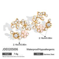 Sweet and romantic design 18K gold pearl with diamond butterfly white drip flower earrings white