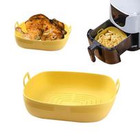 Home Kitchen Supplies Food Grade Air Fryer Silicone Pan Baking Oven Baking Pan Fried Chicken Basket Mat Air Fryer Accessories Air Fryer Mat Pizza Pan square geltona