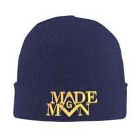 Freemason Masonic Warm Knitted Cap Fashion Bonnet Hat Autumn Winter Outdoor Beanies Hats for Unisex Adult blue