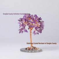 Natural Agate Slice Crystal Money Tree Desktop Ornament ametistas