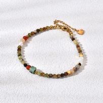 Chinese Retro-Style Natural Stone & Freshwater Pearl Bracelet white