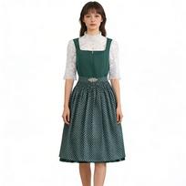 Traditional Bavarian Dirndl Dress Adult Women German Beer Festival Costume Oktoberfest Dress with Adjustable Straps and Decorative Waistband XXXL black
