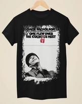 One Flew Over The Cuckoos Nest Movie Poster Inspired Unisex Black TShirt 3XL gray