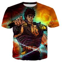Šiaurės žvaigždės Kenshiro Vyriški/moteriški Naujos mados Šaunūs 3D spausdinti marškinėliai Laisvalaikio stiliaus marškinėliai Streetwear viršutiniai drabužiai Dropshipping XS black
