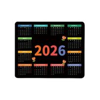 2026 m. kalendorius, stalo aksesuaras, be guminio pagrindo, lygus One Size black