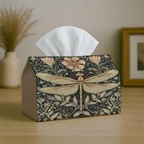 1pc Vintage Botanical Insect Tissue Box with Dragonfly Ornamental-Fabric Napkin Storage Organizer for Kitchen,,Elegant Decorative Box,Purpose for Livi One Size white