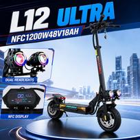 2026 NAUJAS Suaugusiųjų Off-Road Elektrinis paspirtukas 1200W48V13Ah Baterija 55KM/H MAX 150kg Maksimali apkrova Elektrinis paspirtukas ES sandėlyje L12 ULTRA NFC1200W48V18AH-YY