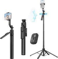 64'' Auto Face Tracking 360° Rotation Tripod with Stand, Selfie Stick for Video Vlog, Live Streaming, Tiktok, YouTube, Facetime 64 inches(1.63meter)