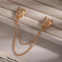 Men's Retro Pixiu Dragon Head Brooch: Creative European & American Alloy Collar Pin brown