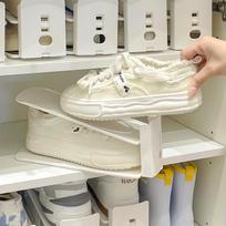 Shoe Rack Space-Saving Adjustable Organizer with Double-Layer Dividers for Shoe Storage white