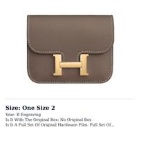 HERMES Constance Slim Gold tone Lock Evercolor Calfskin Handbag Women's 18 Etoupe Elephant Gray H082214CC18 One Size 2 gray