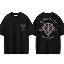 Japanese Anime Gundam T-shirt Char Aznable Zaku Empire of Zeon Men's Women's  T-shirt Short Sleeve Breathable Comfortable M gray