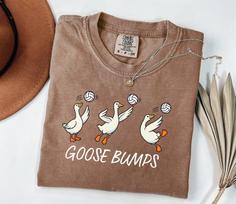 Comfort Colors® Goose Bumps Volleyball Shirt, Funny Sporty Bird Graphic Tee, Sarcastic Athlete Apparel, Aesthetic Volleyball Player Gift 100 gray