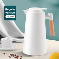 1000 ml termoso butelis Nordic termosas karštam vandeniui išmanusis virdulys ąsotis butelis vakuuminė flaska medinė rankena ordinary balta