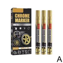 3PCS Chrome Marker Pen Car DIY Oily Paint Metallic Tyre Wheel Graffiti Tread Environmental Highlights Silver White Craftwork auksas
