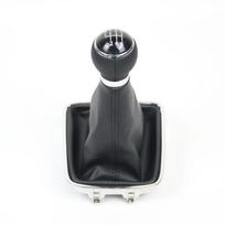 For Tiguan 5 Speed 6 Speed Gear Shift Knob with Dust Cover Leather Material for 2010 2012 2013 2014 2015 Models 6-Speed gray