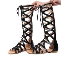 Gladiatorius Madingas Viršus Aukšti Vasariniai Batai Laisvalaikio Romos Stiliaus Plokščiapadžiai Sandalai Black,36 black