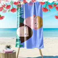 Ben and Holly Print Beach Towel, Large Soft Quick Dry Towel for Beach Camping Swimming 70cmx140cm(27x55inch) blue