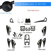 Carbon Fiber For Hyundai Santa Fe 2013-2018 Car Film Interior Sticker Center Console Gear Dashboard Air Door Handle Lift Panel 3D CF Black-(LHD)