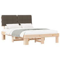 vidaXL Lovo rėmas su apmuštu galvūgaliu Natūrali ir taupe 150 x 200 cm