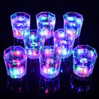 12 vnt. LED šviečiantys šotų stikliukai, šviečiantys tamsoje, daugkartinio naudojimo plastikiniai vakarėlio puodeliai, mirksintys šviesos gėrimo stikliukai, vakarėlio puodeliai 5 įvairiaspalvis