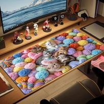 Cute Cats Color Mouse Pad Large Gaming Table Cushion Non-slip Laptop Tablet Big Mousepad XXL Mat Mini PC Playmat With Lock edge 30cmx60cm(11.8x23.6inch) brown