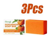 Persimmon Soap Bar for Body Odor Control Deep Cleansing Exfoliating Hydrating Body Wash for Soft Smooth Skin Handmade Soap 3Pcs