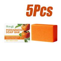Persimmon Soap Bar for Body Odor Control Deep Cleansing Exfoliating Hydrating Body Wash for Soft Smooth Skin Handmade Soap 5Pcs