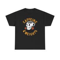 Caffeine And Weights Gym Graphic T Shirt Men's Heavy Cotton Tee M orange