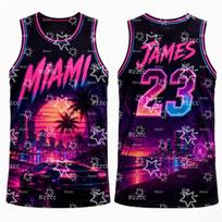 2026 Lebron James Nr.23 Krepšinio marškinėliai Retro Miami Coastal Crime Grafinis T-shirt Vasaros Sportinė Vyriška liemenė Vaikų drabužiai S white