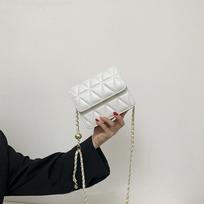Bag New messenger bag Mini small bag Soft leather women's bag Chain bag One shoulder small square bag gray