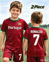 26 berniukai Ronaldo Nr.7 Futbolo marškinėliai Šortai Rinkinys Moterys Vyrai Harajuku PORTUGALIJA Gerbėjai Marškinėliai Šortai Rinkinys Vaikai Sportinis kostiumas 2 dalių rinkinys 120
