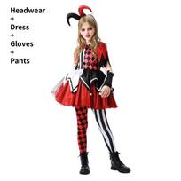 Tai klouno tematikos Helovino kostiumas mergaitėms, Cosplay suknelė trumpomis rankovėmis vaikams ir suaugusiems Child 130cm black