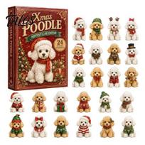 Educational Holiday Toys 2026 Dog Christmas Advent Calendar, 24-Day Acrylic 2D Ornament Set Seasonal Celebration Gifts with Cute Puppy Designs, C