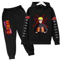 Naruto Hoodie Vaikiški Drabužiai Berniukų Megztiniai Avatar Kakashi Harajuku Laisvi megztiniai Populiariausi rudens pavasario ir kaklo megztinių komplektai vaikams 100 black